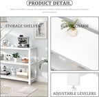 EXCEFUR Modern Entryway Table, Sofa Console Tables for Living Room, 3 Tier Foyer Table for Hallway, Behind Couch (47 Inch, White)