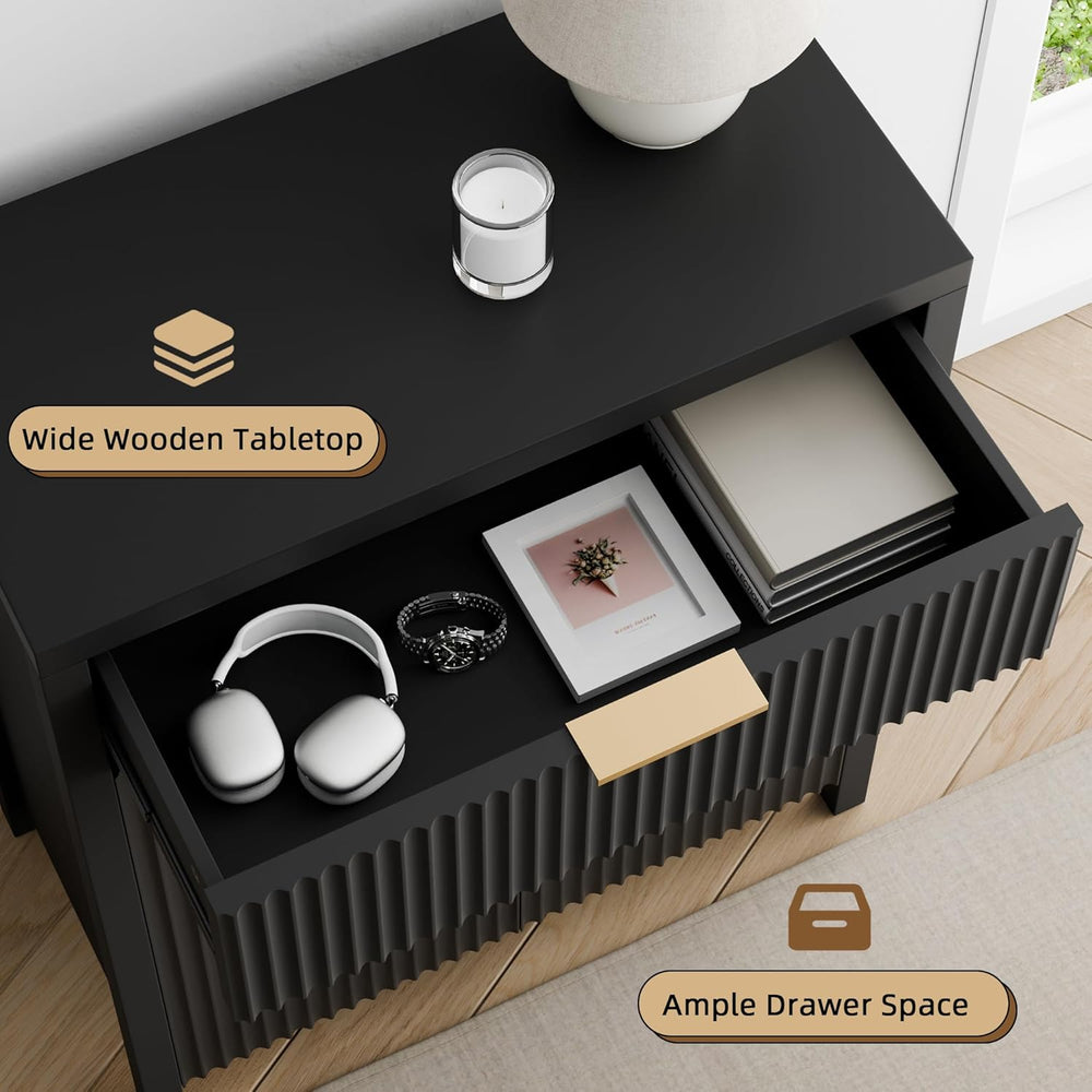 YaFiti Storage Cabinet Fluted Sideboard Buffet Cabinet with Adjustable Shelve...