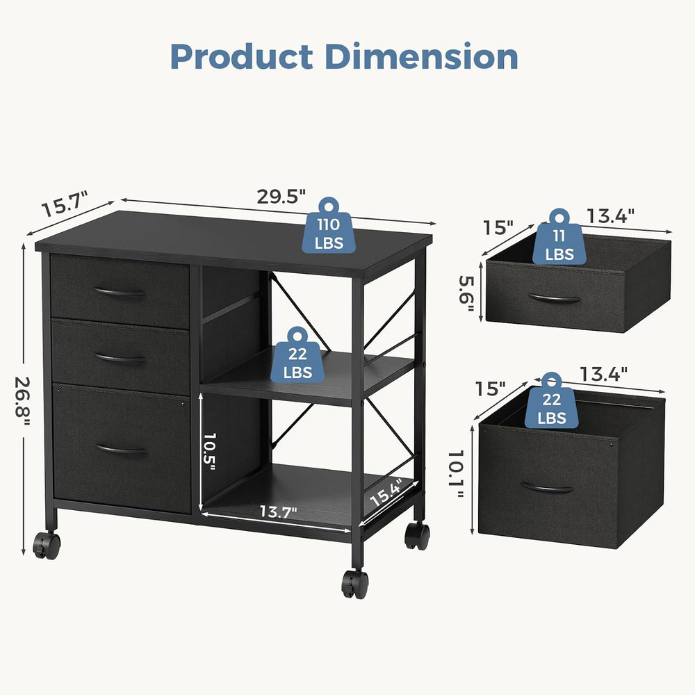 DUMOS 3 Drawer Mobile File Cabinet, Space Saving Rolling Printer Stand | Free...