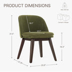 Wooden Dining Chairs Set of 4, Fabric Upholstered Modern Dining Room Chairs with Double-Layer Thick Seat Cushion & Ergonomic Backrest for Restaurant, Kitchen and Café, Green, 2 Boxs