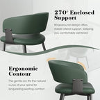 Modern Dining Chairs Set of 4, Faux Leather Upholstered Kitchen Chairs with Curved Back and Metal Legs, Mid Century Chairs for Dining Room, Kitchen, or Café (Green)