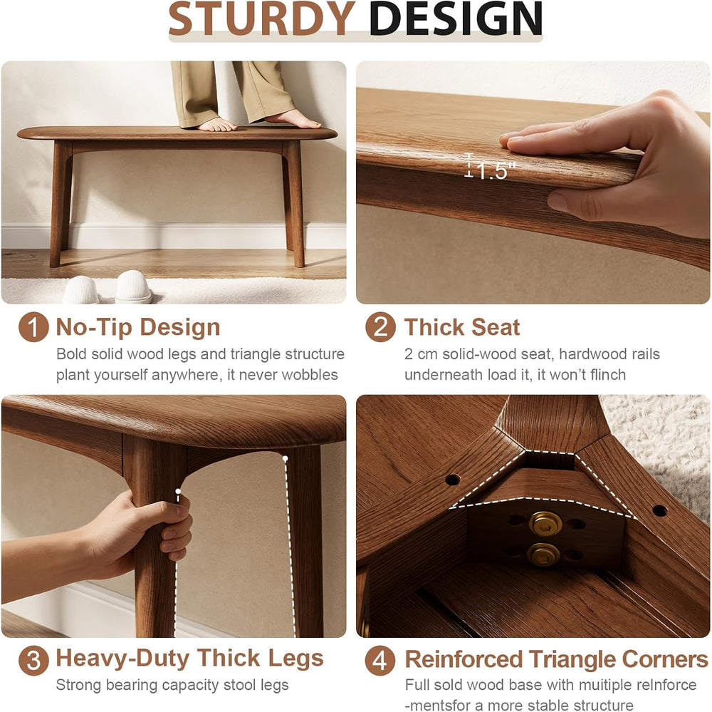 DONGMUWUEJEE 100% Solid Wood Dining Bench, Dining Table Bench for End of Bed ...