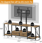 GYIIYUO LED TV Stand with Mount and Power Outlet & Fabric Drawers for 32-85 Inches TV - Entertainment Center and Corner Tv Stand for Living Room, Bedroom- 47" Rustic Brown (Max VESA 600mm × 400mm | with Mount