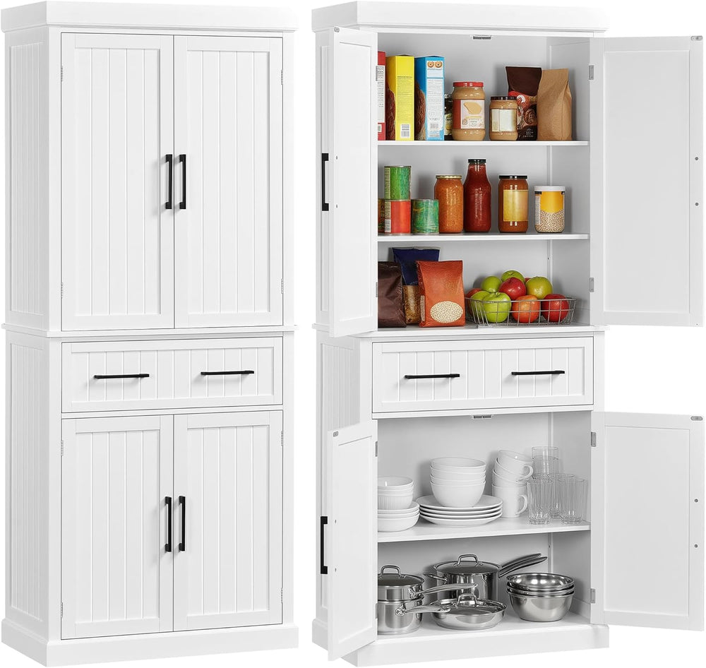 Yaheetech 72.5" H Freestanding 4-Door Kitchen Storage Cabinet,White | St...