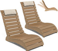 NAVINE Adjustable HDPE Pool Lounge Chairs Set of 2 with Headrest, Teak | All Weather, Weighted Fade-resistant Chaise Chairs, Pool Chairs and Lounger for Baja Ledge, Poolside Area and Deck