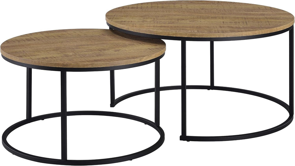 35" Textured Mango Wood Nesting End Table, Nesting End Tables with Open ...