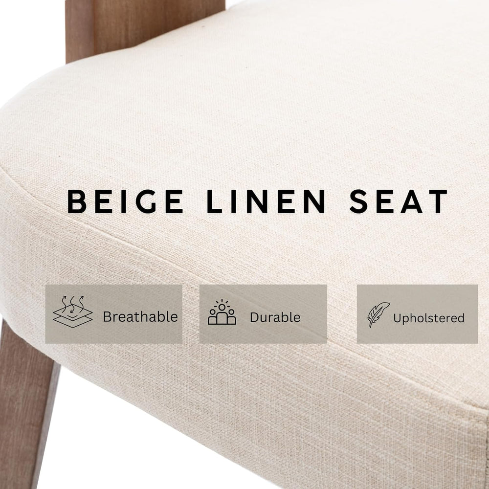 Modern Upholstered Dining Chairs Set of 6, Curved Mid Back, Farmhouse Beige L...
