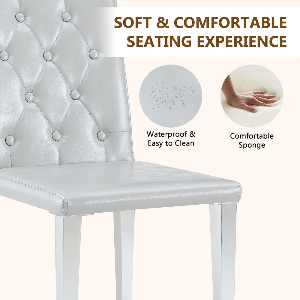 Modern Dining Chairs Set of 6, Button Tufted Upholstered Parsons Chairs with ...
