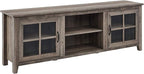 Walker Edison Portsmouth Classic 2 Glass Door TV Stand for TVs up to 80 Inches, 70 Inch, Grey Wash