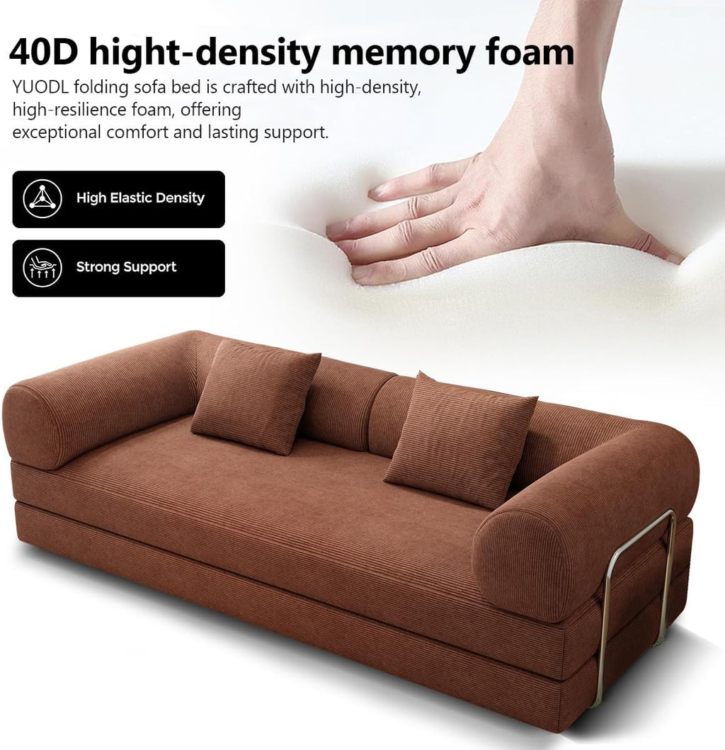 78.8" Modular Sofa Bed - 4-in-1 Convertible Design with Corduroy Fabric and High Density Sponge, Removable Cover and Fixed Frame