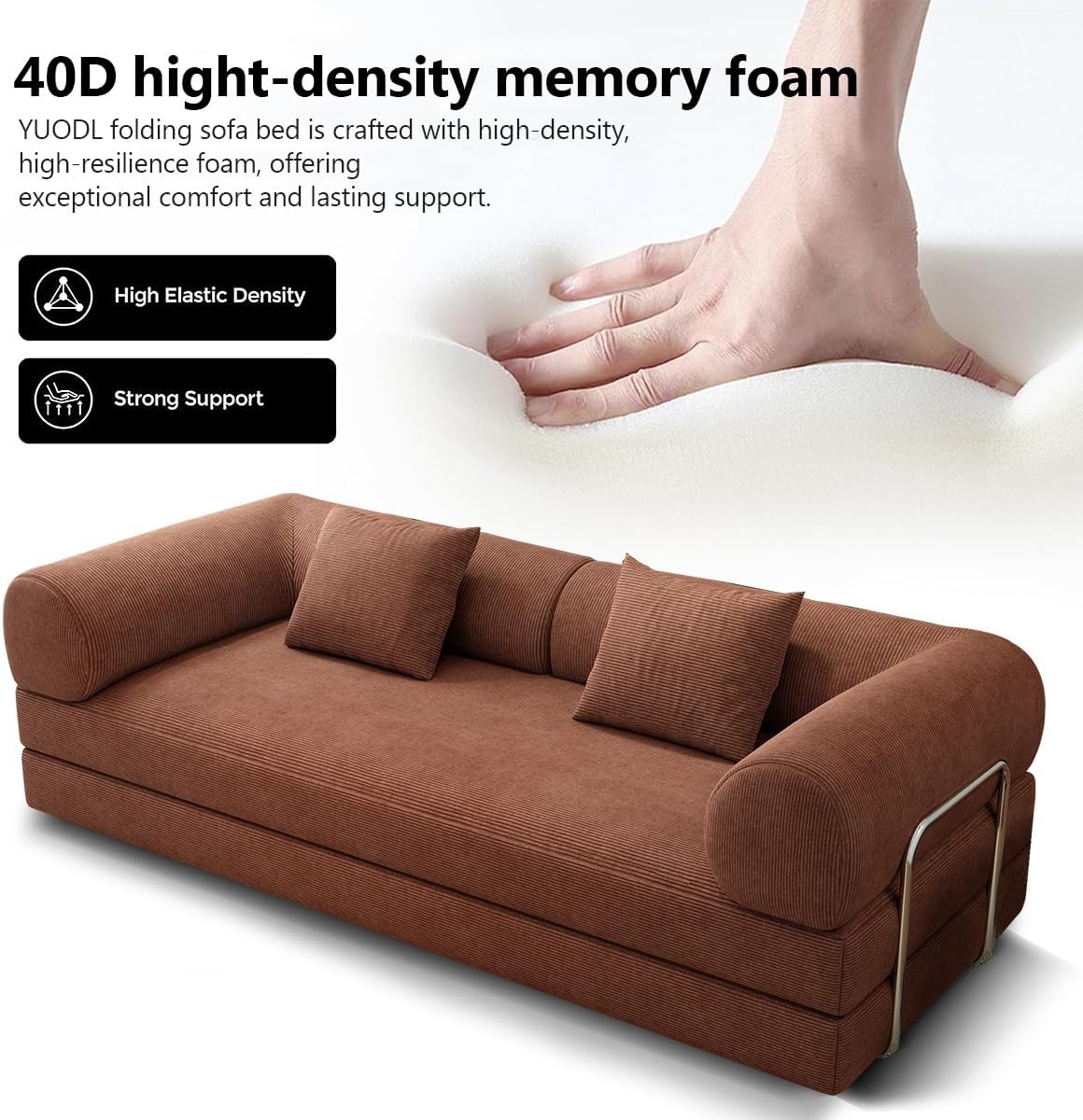 78.8" Modular Sofa Bed - 4-in-1 Convertible Design with Corduroy Fabric and High Density Sponge, Removable Cover and Fixed Frame