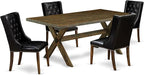 East West Furniture X777FO749-5 5 Piece Dining Set Includes a Rectangle Dining Room Table with X-Legs and 4 Black Faux Leather Upholstered Parson Chairs, 40x72 Inch, Multi-Color
