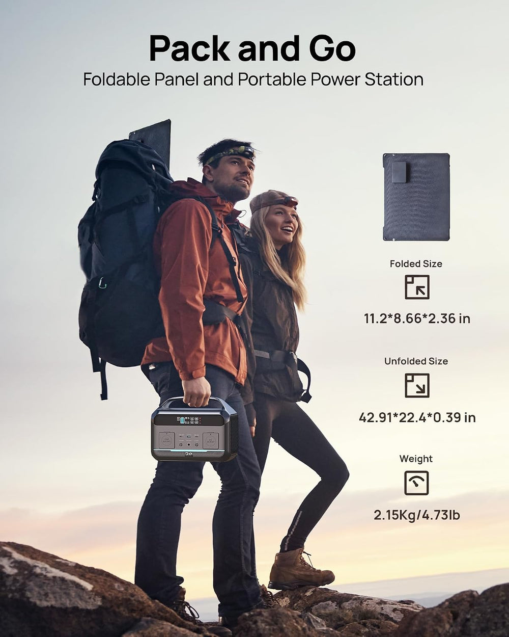 DaranEner 600W 576Wh Portable Power Station with 100W Foldable Solar Panel, P...