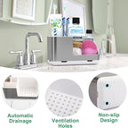 Toothbrush Holders for Bathroom Countertop Organizer, Brushed Nickel Tooth Brush Holder, Kids Electric Toothbrush and Toothpaste Holder with Drainage (Brushed Silver)