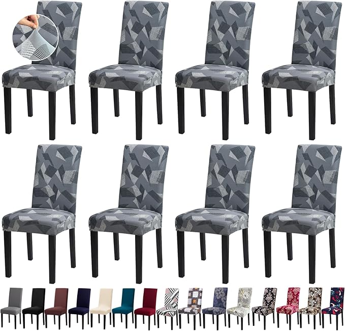Chair Covers, Stretch Kitchen Chair Covers/Dining Chair Covers for Dining Room 8 Pack, Removable Washable Dining Chair Slipcovers for Home, Hotel, Banquet