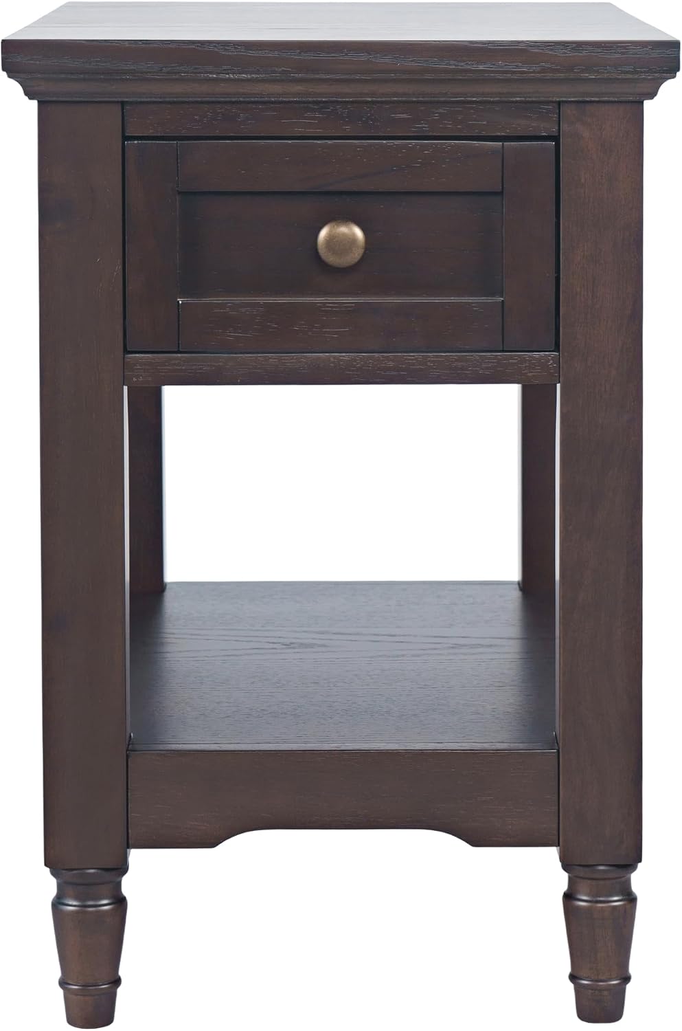 Brentwood Modern Transitional Chairside End Table with Drawer and Storage She...