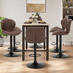 COLAMY Bar Stools Set of 4, Modern Swivel Bar Chairs, Adjustable Faux Leather Upholstered Barstools Counter Height with High Backrest for Bar, Kitchen Island, Dining Room, Brown