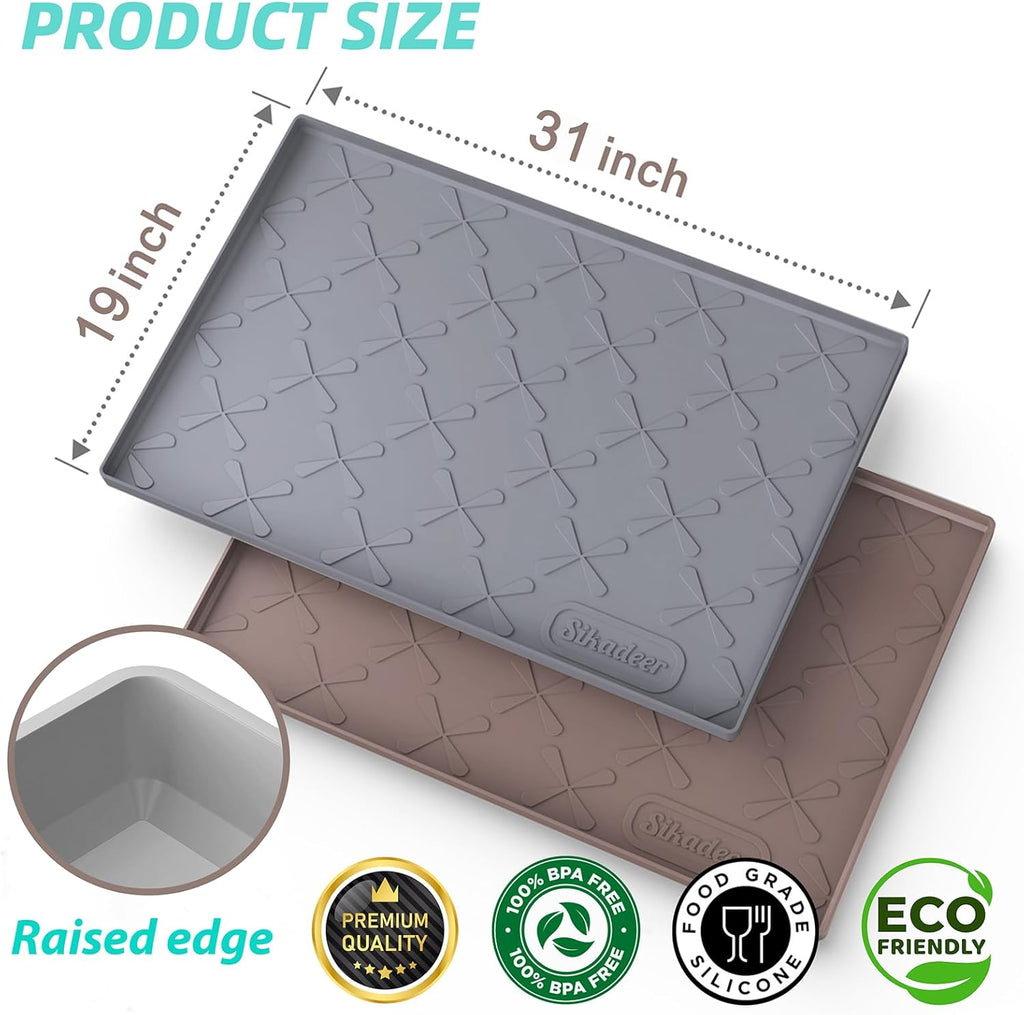SIKADEER 31" x 19" Under Sink Mat Waterproof, Silicone Mat Kitchen Drawer Shelf and Cabinet Liner, Sink Protector for Kitchen Organizers and Storage, Boot Tray Pet Food Mats