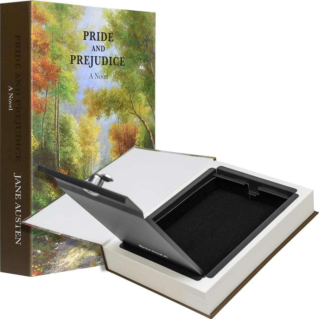 Barska Hidden Book Safe – Real-Look Pride and Prejudice Diversion Lock Box with Key Lock – Secret Safe for Home, Office, Travel – Portable Steel Storage for Cash, Jewelry, Valuables