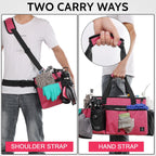 Large Cleaning Caddy Bags Pink with Sturdy Support Board, Cleaning Organizer with Detachable Dividers, Cleaning Supply Tote with Adjustable Shoulder Strap & Waist Belt for Cleaners Housekeepers