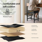 Saddle Seat Vanity Stool, Makeup Stool Chair with Metal Leg, U-Shaped Faux Leather Ottoman Foot Rest, Small Square Chairs Under Desk for Vanity, Living Room, Bedroom, Modern Makeup Bench Black