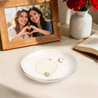 Initials Ring Dish Jewery Tray Ceramic Jewelry Tray Engagement Wedding Gifts for Friends,Sister,Birthday for Women, 4.75"