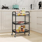 HDANI 3 Tier Rolling Cart,Heavy Duty Multifunctional Metal Frame-Supports 22 Lbs Per Tier,Mesh Rolling Cart with 2 Lockable Wheels for Office,Home,Bedroom,Kitchen,Bathroom,Black