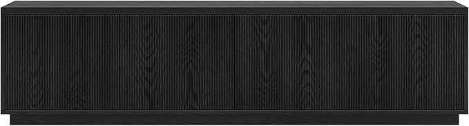 Henn&Hart Fluted TV Stand for TVs up to 85" with 2 Concealed Ribbed Storage Cabinets and Adjustable Shelves for Living Room, Family Room, or Office, Natural Black