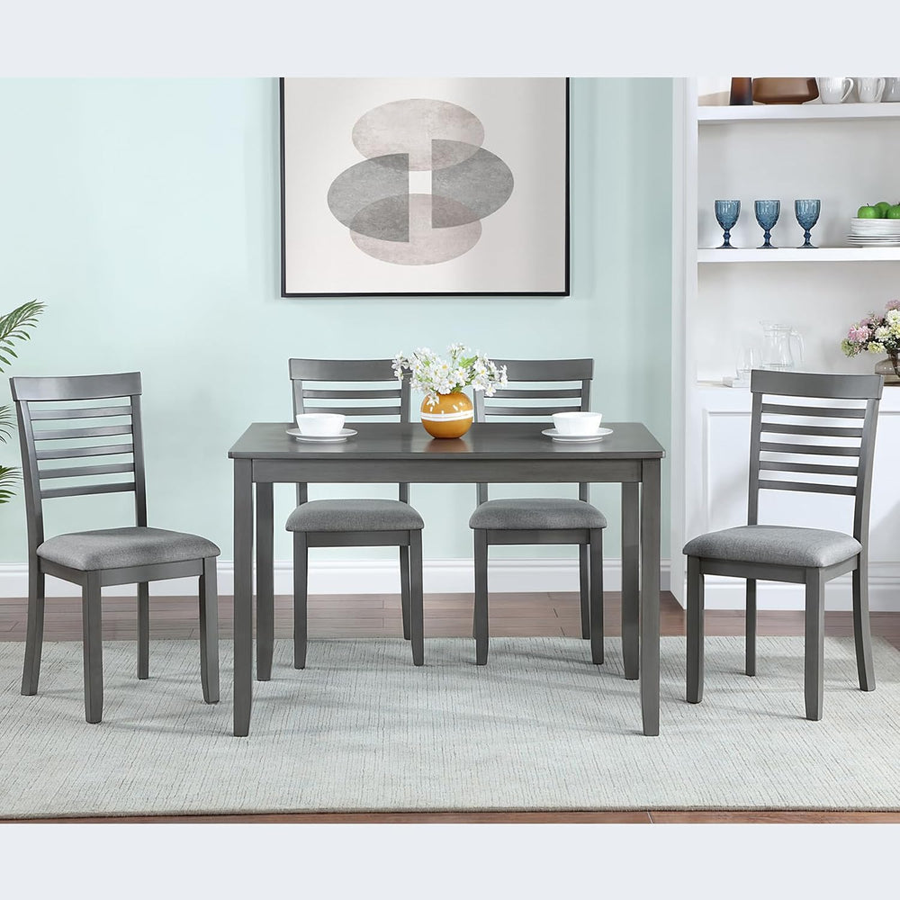 RuiSiSi 5 Piece Dining Table Set for 4, Farmhouse Rectangular Kitchen Table w...