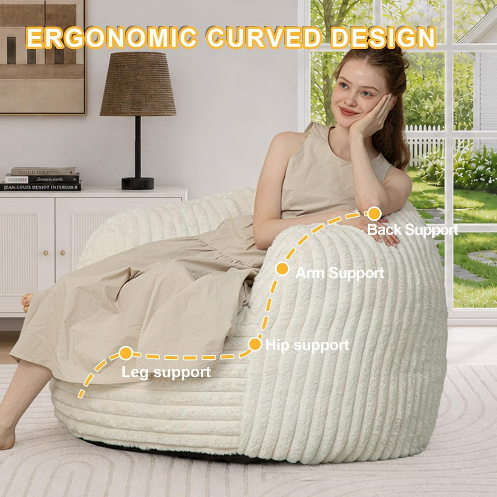 Bean Bag Chair for Adults Teens, Comfy Reading Chair Sofa with Round Seat | W...