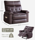 GarveeHome Oversized Recliner Chair - PU Leather Manual Recliner for Adults, Lazy Chair with 1.5X Sponge Comfort Arm and Back for Living Room, Bedroom