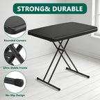 Folding Table 30 Inch - Small Desk Adjustable Height TV Tray for Laptop, Couch, Camping - Heavy Duty Utility Foldable Table for Small Spaces, No Assembly Required, Black Granite