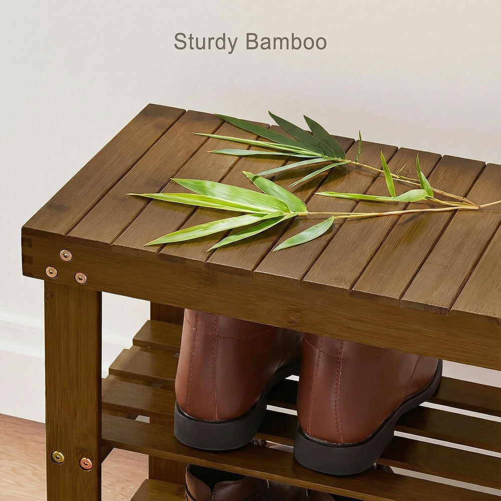 Pipishell Bamboo Shoe Rack Bench, 3 Tier Sturdy Shoe Bench, Storage Shoe Orga...