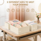 Criusia 15 Pack Drawer Organizer for Clothes, Foldable Dresser Dividers with 3 Sizes, Fabric Storage Bins – Beige
