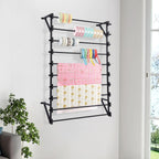 10 Layer Wall Mounted Scarf Rack, Hijab Organizer Ribbon Storage Rack, Metal Scarf Display Racks for Belts Scarves Ties Towel Wrapping Paper Holder for Home Retail Store Boutique