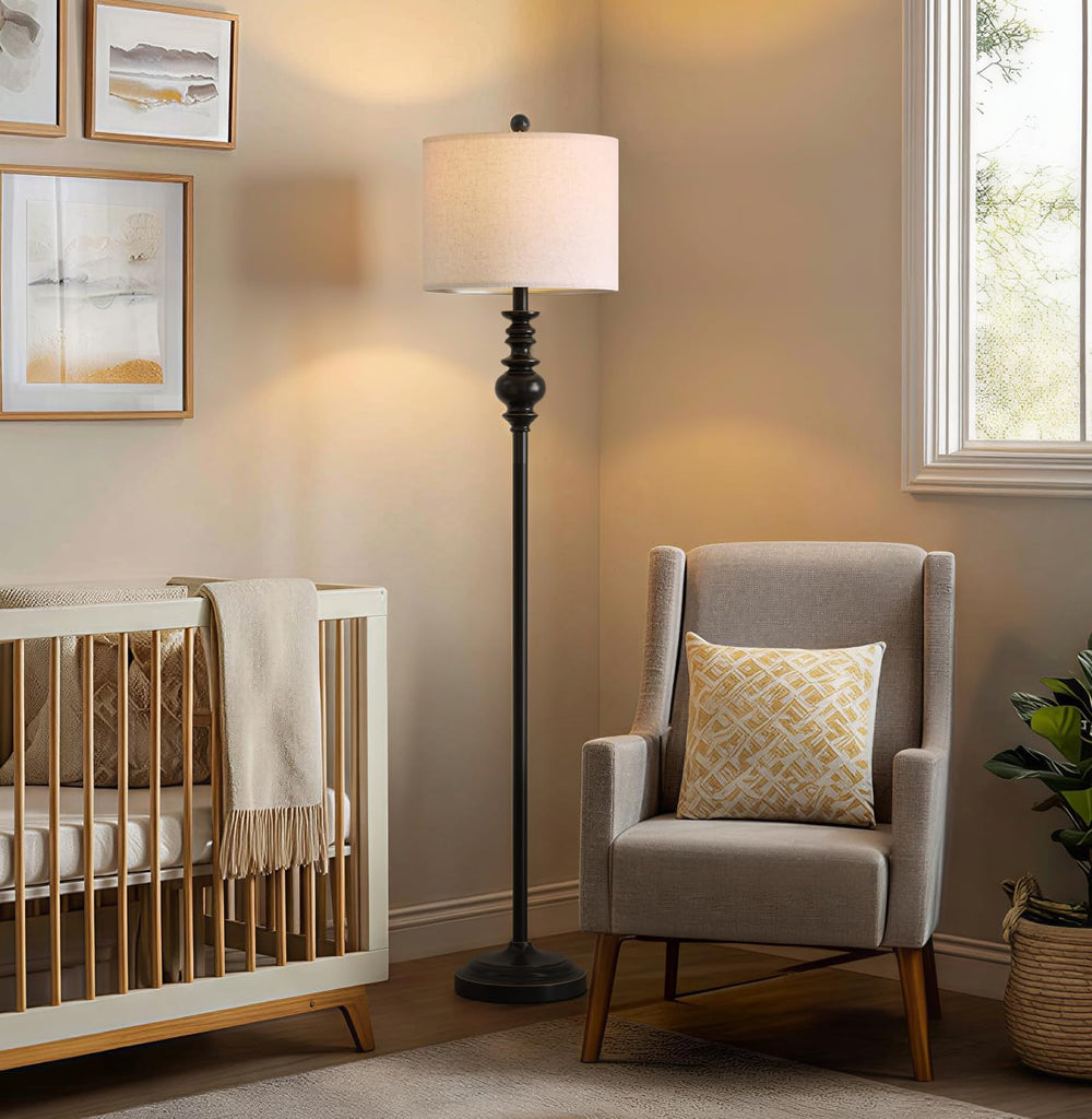 BOBOMOMO 64.25" Farmhouse Floor Lamp for Living Room, Tall Antique Black...