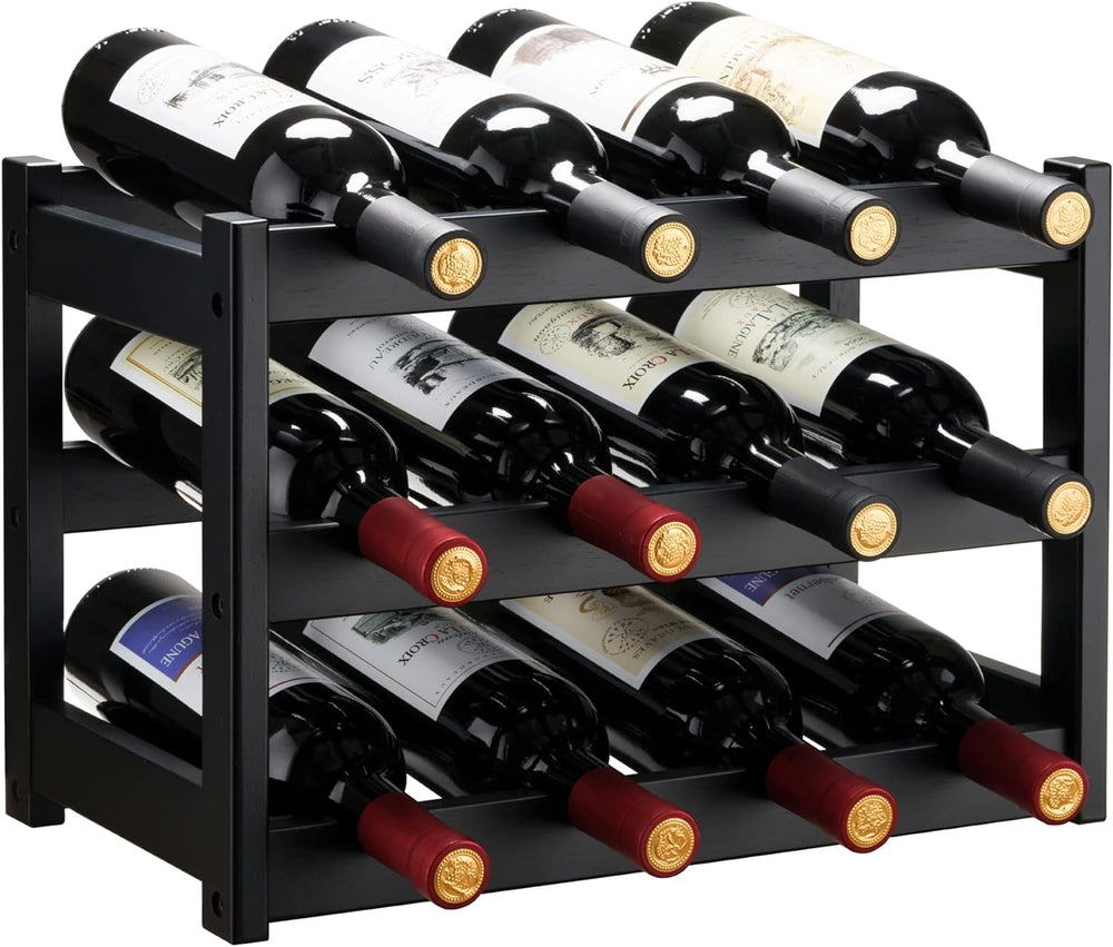 VASMIA Bamboo Wine Rack, Sturdy and Durable Wine Storage Cabinet Shelf, Wine ...