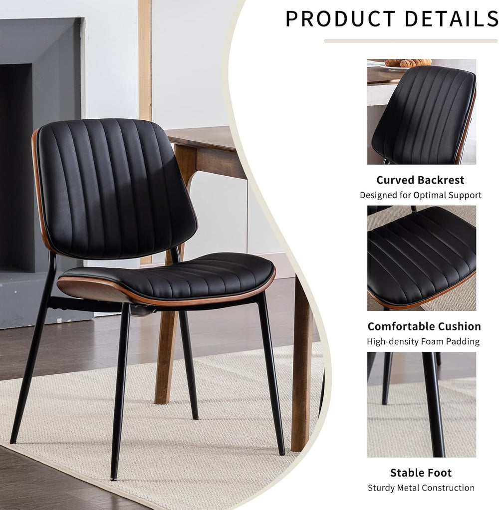 ODUSE-DAILY Mid Century Modern Dining Chairs Set of 8, Black Kitchen & Di...
