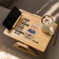 Wrappiness Custom Engraved Couch Arm Table for Dad, Wood Sofa Arm Rest Tables with 360° Phone Holder, Portable Sofa Armrest Tray for Drink Snacks, Gift for Fathers Day (The Original Legend)