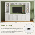 Ball & Cast TV Stand with Cabinets for TVs up to 75",Wall Unit Entertainment Center with Storage and Open Shelves,Modern Media TV Console with 2 Drawers for Living Room,White