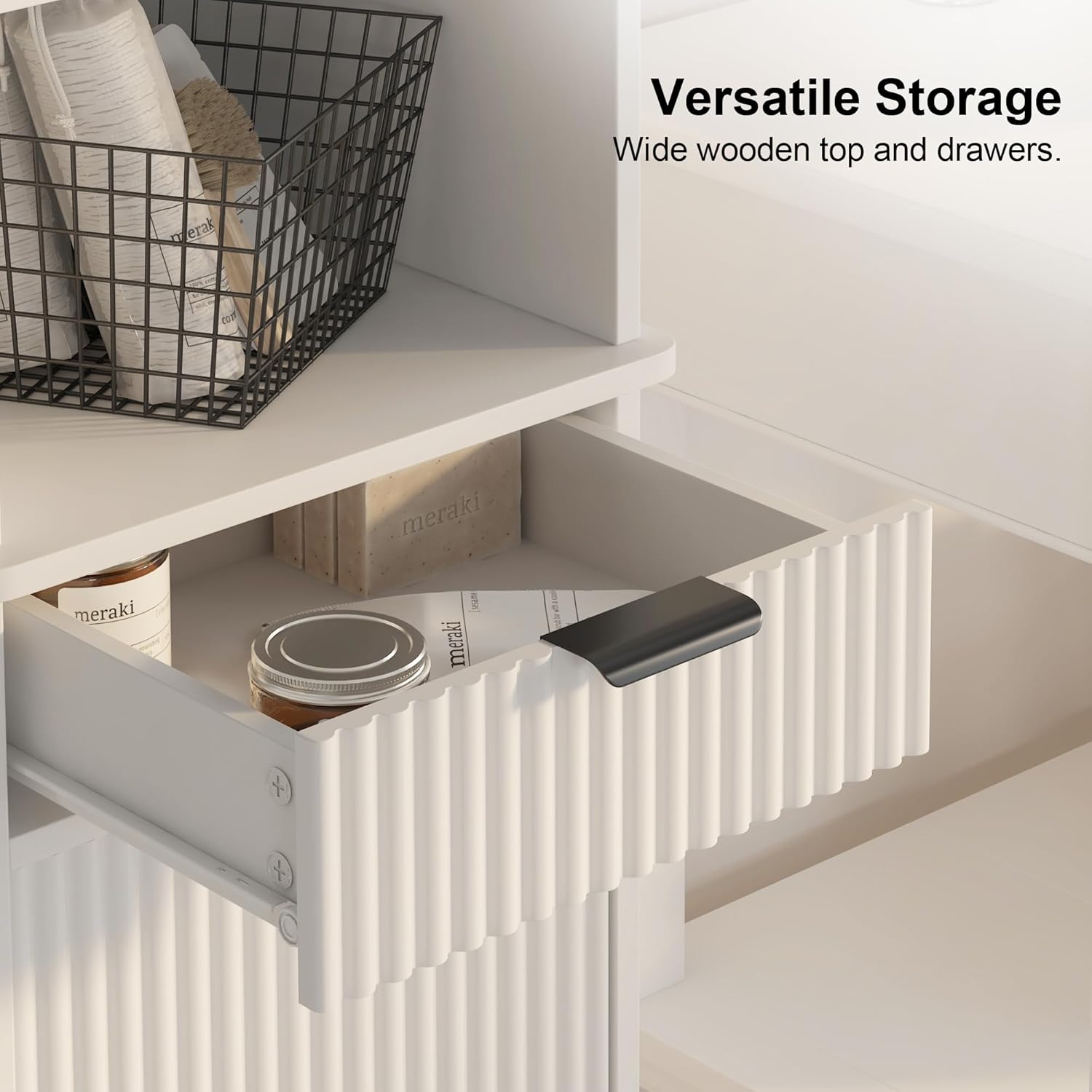 White Tilt Out Laundry Hamper Tall Bathroom Storage Cabinet Hidden Laundry Hamper Cabinet with Drawers and Baskets for Bathroom Hamper with Storage for Bedroom,16x16x59in