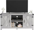 JUMMICO TV Stand, 65 Inch TV Farmhouse Entertainment Center with Double Barn Doors and Storage Cabinets, Console TV Table Media for Living Room, Bedroom (Grey)