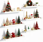 upsimples Floating Shelves for Wall, Wall Shelves for Decor Storage Set of 6, Wall Mounted Wood Shelf for Bedroom, Living Room, Bathroom, Kitchen, Picture Ledge Shelf, White