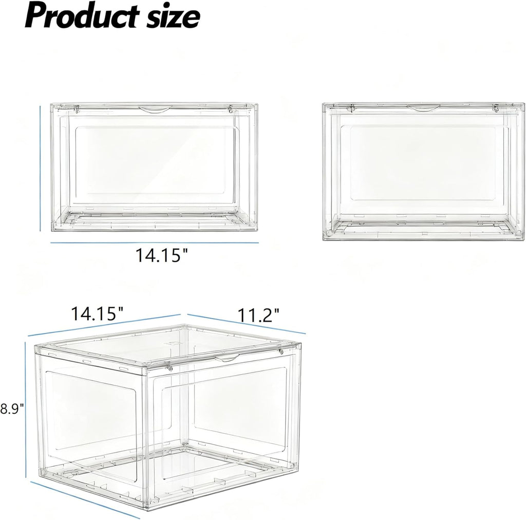 12 Packs Plastic Sneaker Storage Shoe Containers, Stackable Shoe Organizer with Doors, Acrylic Display Shoes Boxes