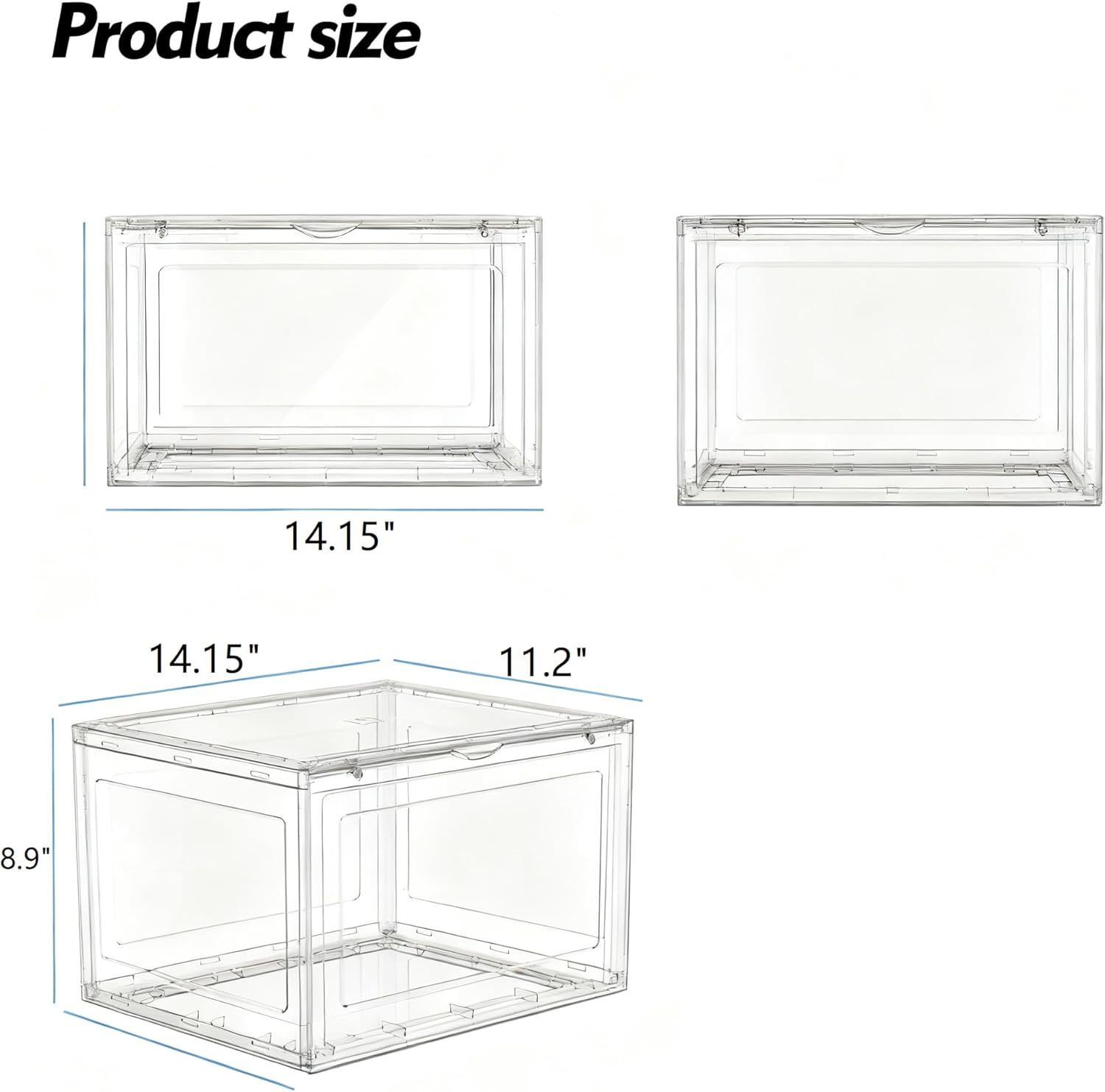 12 Packs Plastic Sneaker Storage Shoe Containers, Stackable Shoe Organizer with Doors, Acrylic Display Shoes Boxes