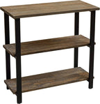 Pomona 3-Tier Bookcase with 2 Lower Shelves – 30" Tall Rustic Industrial Under-Window Bookshelf with Solid Wood and Metal Frame for Living Room, Bedroom, or Home Office by Alaterre Furniture
