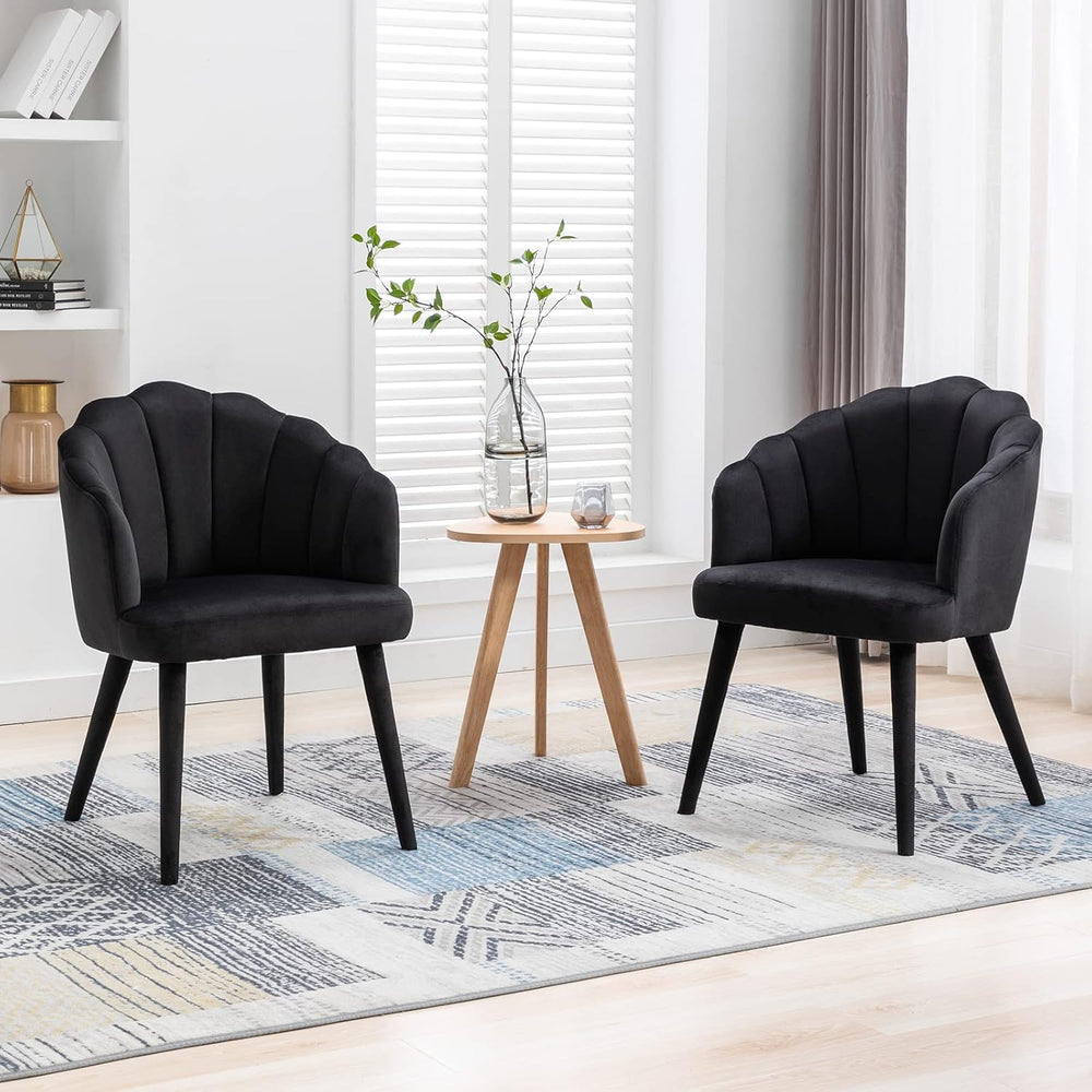 Velvet Dining Chairs Set of 4 Modern Living Room Chairs with Petal Back &...