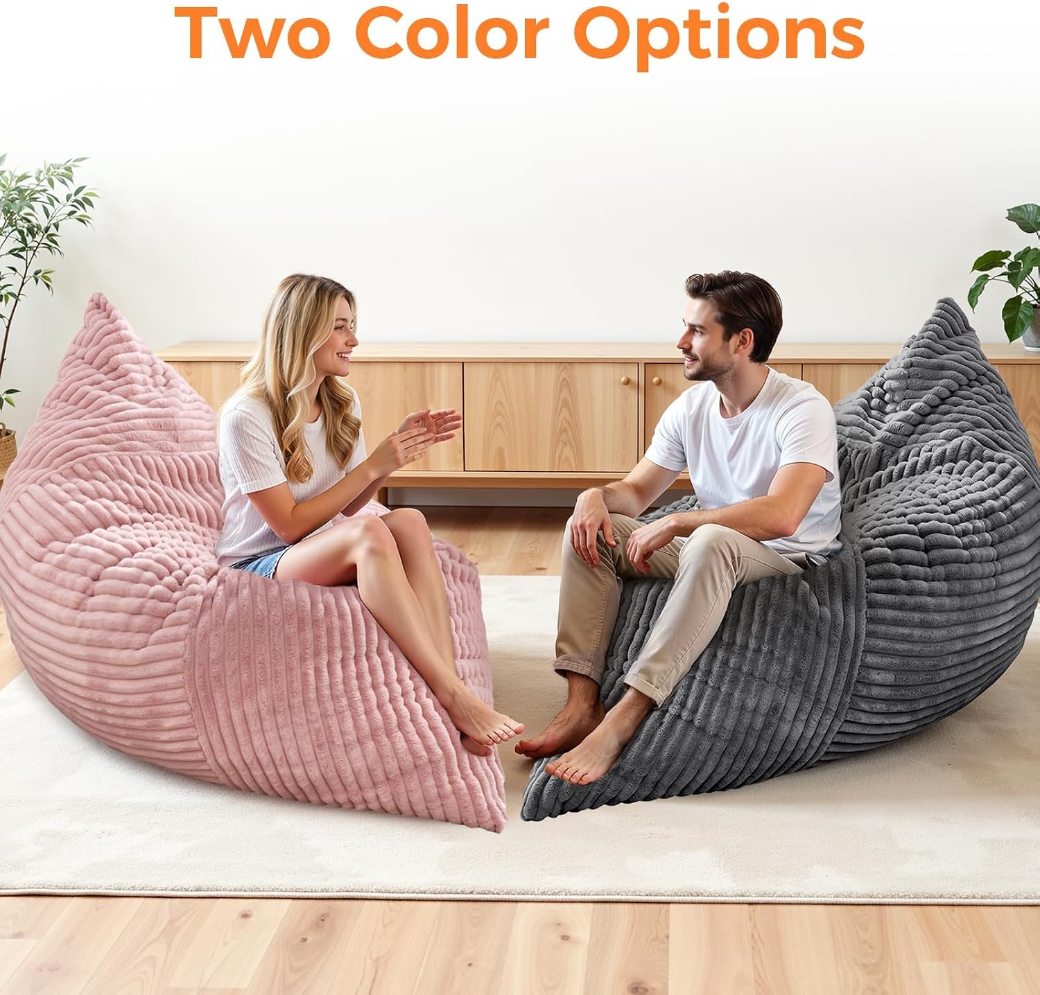 3 in 1 Giant Bean Bag Chair, Convertible Bean Bag Bed for Adults and Kids, Oversized Comfy Memory Foam Floor Sofa with Machine Washable Cover for Living Room, Bedroom & Dorm(Grey)