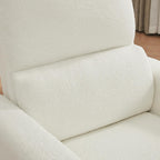 Power Swivel Rocker Recliner, Oversized Boucle Nursery Glider Recliner, Swivel Rocking Reclining Chair with Removable Cushion and Lumbar Support for Nursery Living Room Bedroom, Teddy White
