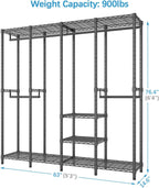 VIPEK V40 Medium Garment Rack Heavy Duty Clothes Rack for Hanging Clothes, Multi-Functional Bedroom Clothing Racks Freestanding Closet Portable Closet Wardrobe, Max Load 900lbs, Black